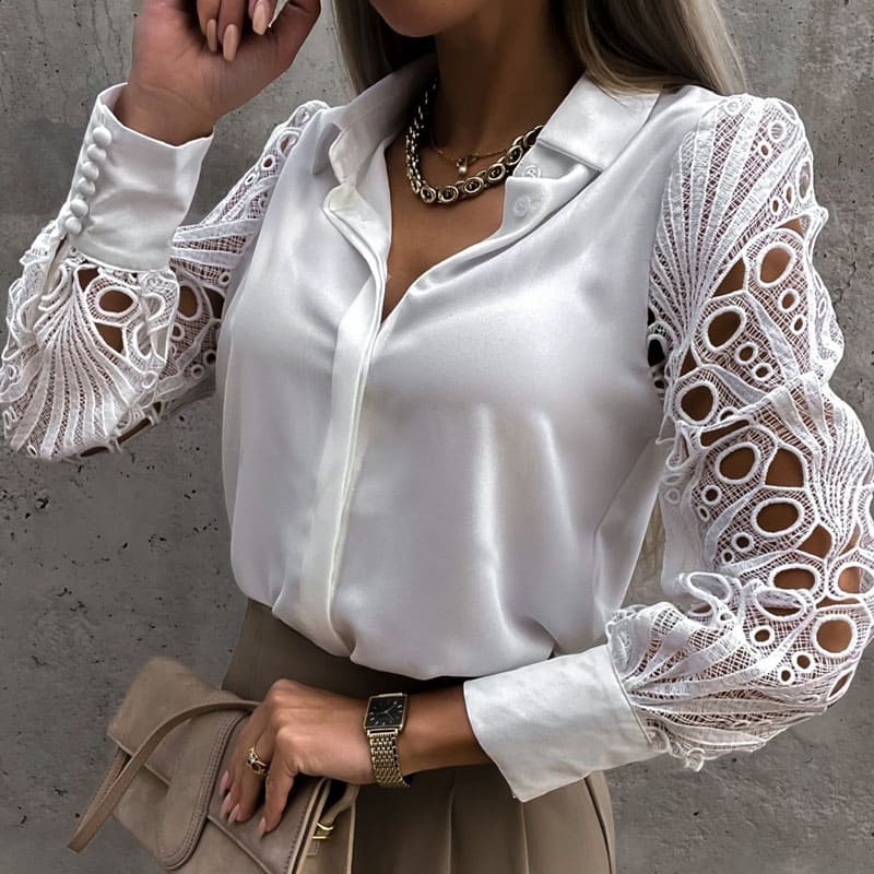 Camisa Feminina Renda Elegance